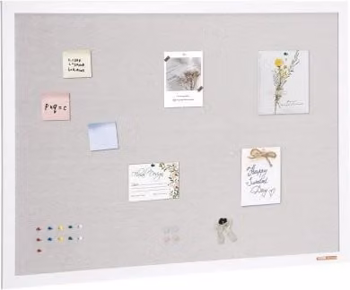 Bacheca in sughero VEVOR con finitura in lino bianco e grigio per ufficio e scuola, L: 112,4 cm, H: 120 cm, P: 120 cm