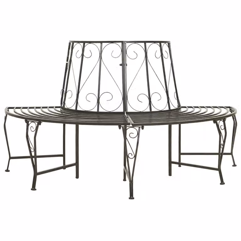 vidaXL Panchina Semicircolare per Albero in Acciaio Verniciato Grigio/Argento 160 cm