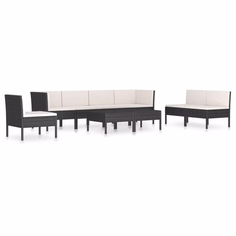 Set Divani da Giardino 9 pz con Cuscini in Polyrattan Nero