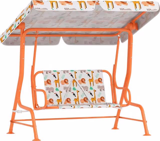 AIYAPLAY Dondolo per Bambini Altalena da Giardino 2 Posti 112x75x120cm Arancione   Aosom Italy
