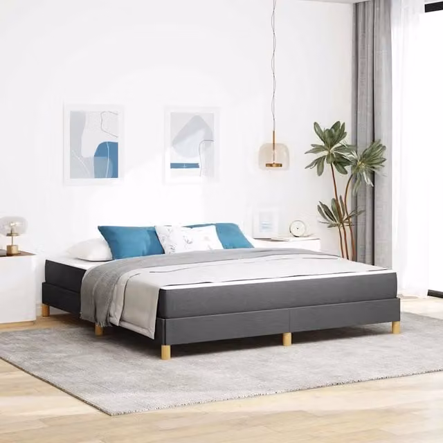vidaXL Letto a molle con materasso in tessuto grigio L: 180 cm, P: 200 cm, H: 24 cm – 1