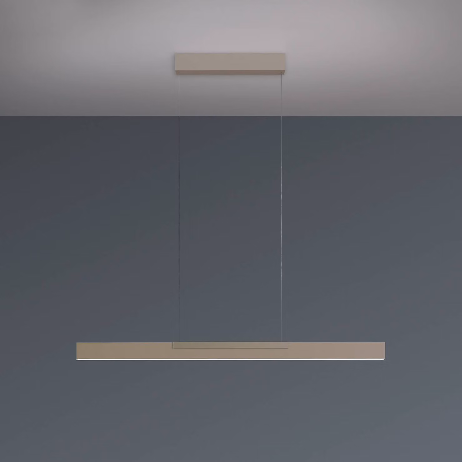 BOPP Lampada LED a sospensione Bopp Nano 2.0, lunghezza 100 cm, taupe, metallo dimmerabile, Crema / Ambra, Soggiorno / Sala da pranzo, Alluminio, Moderno