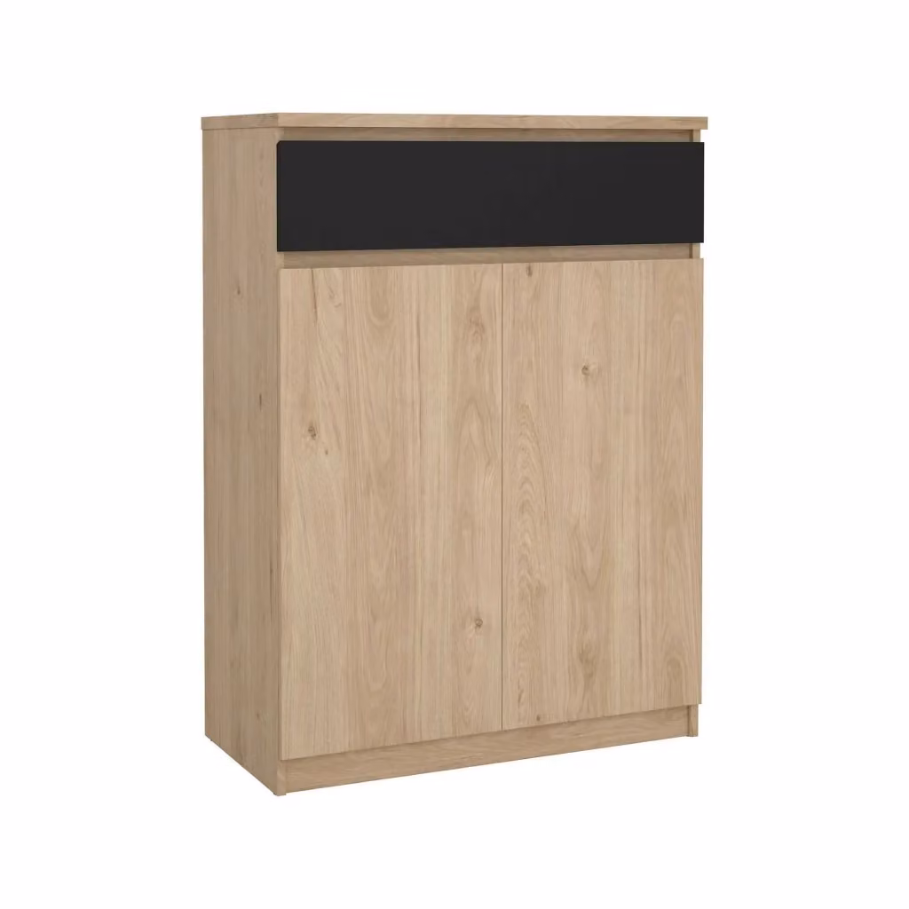 Scarpiera DMORA Moderna con Ante a Ribalta, Armadio da Ingresso Multiuso in Legno e MDF, L/P/H: 80 x 40 x 111,3 cm, Rovere e Nero – 2