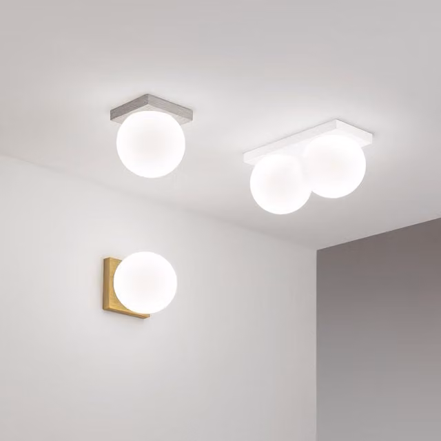 Applique Plafoniera Perenz Dot LED Moderna in Metallo e Vetro Bianco e Oro per Bagno