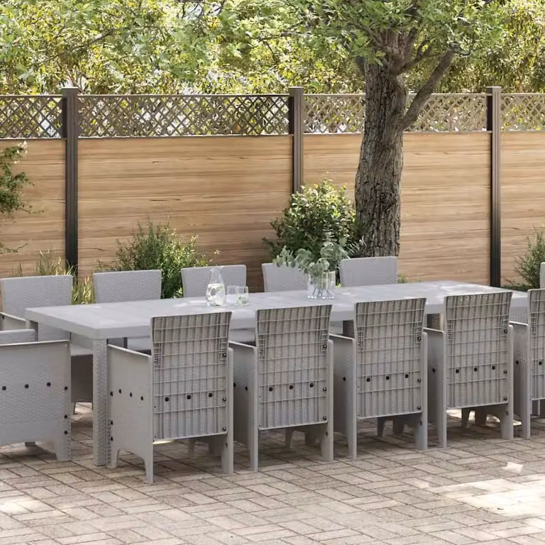 vidaXL Set da Pranzo per Giardino 13 pz Grigio chiaro Poly Rattan