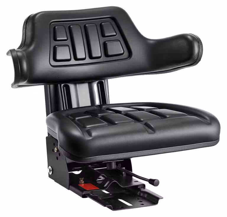 Sedile universale per carrelli elevatori, con schienale regolabile, design resistente e versatile