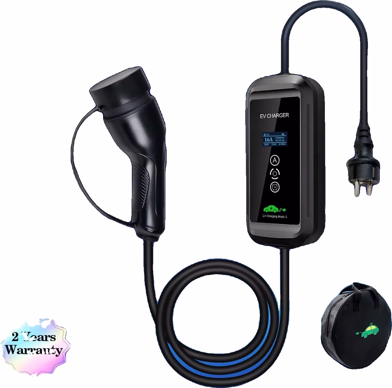 Caricabatterie portatile per veicoli elettrici, corrente regolabile 16A, lunghezza 3,5 m, 3,5kw-3,5M, TYPE2