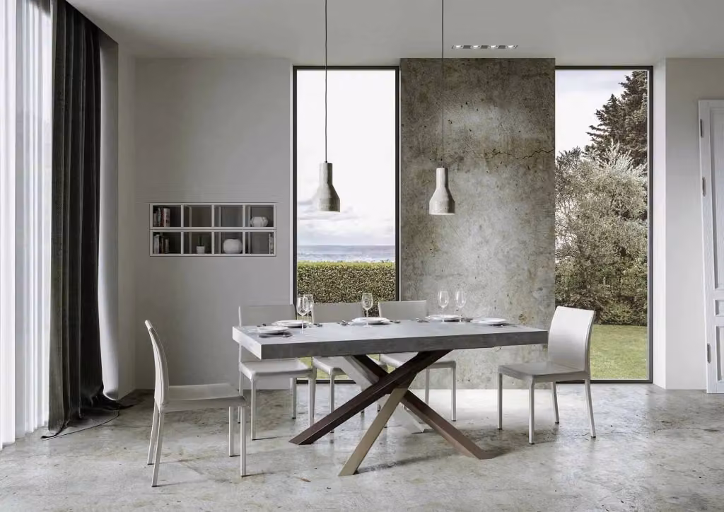 Tavolo Allungabile Volantis GIORDANOSHOP in Cemento Grigio con Telaio 4C L/P/H: 200-460 x 90 x 77 cm – 2