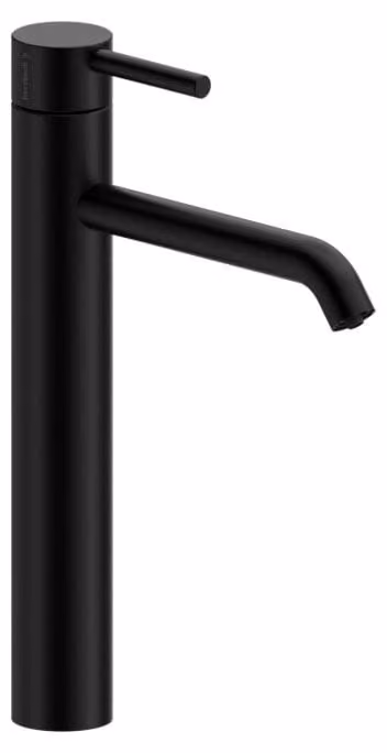 Herzbach DEEP BLACK, miscelatore monocomando per lavabo, dimensioni XL (170 mm), per bassa pressione, con sistema di scarico a pulsante, finitura nera opaca