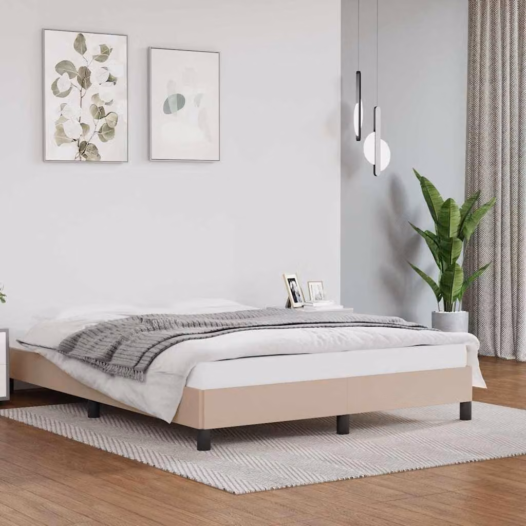 vidaXL Giroletto Imbottito in Similpelle Colore Cappuccino, L/P/H: 140 x 200 x 143 cm