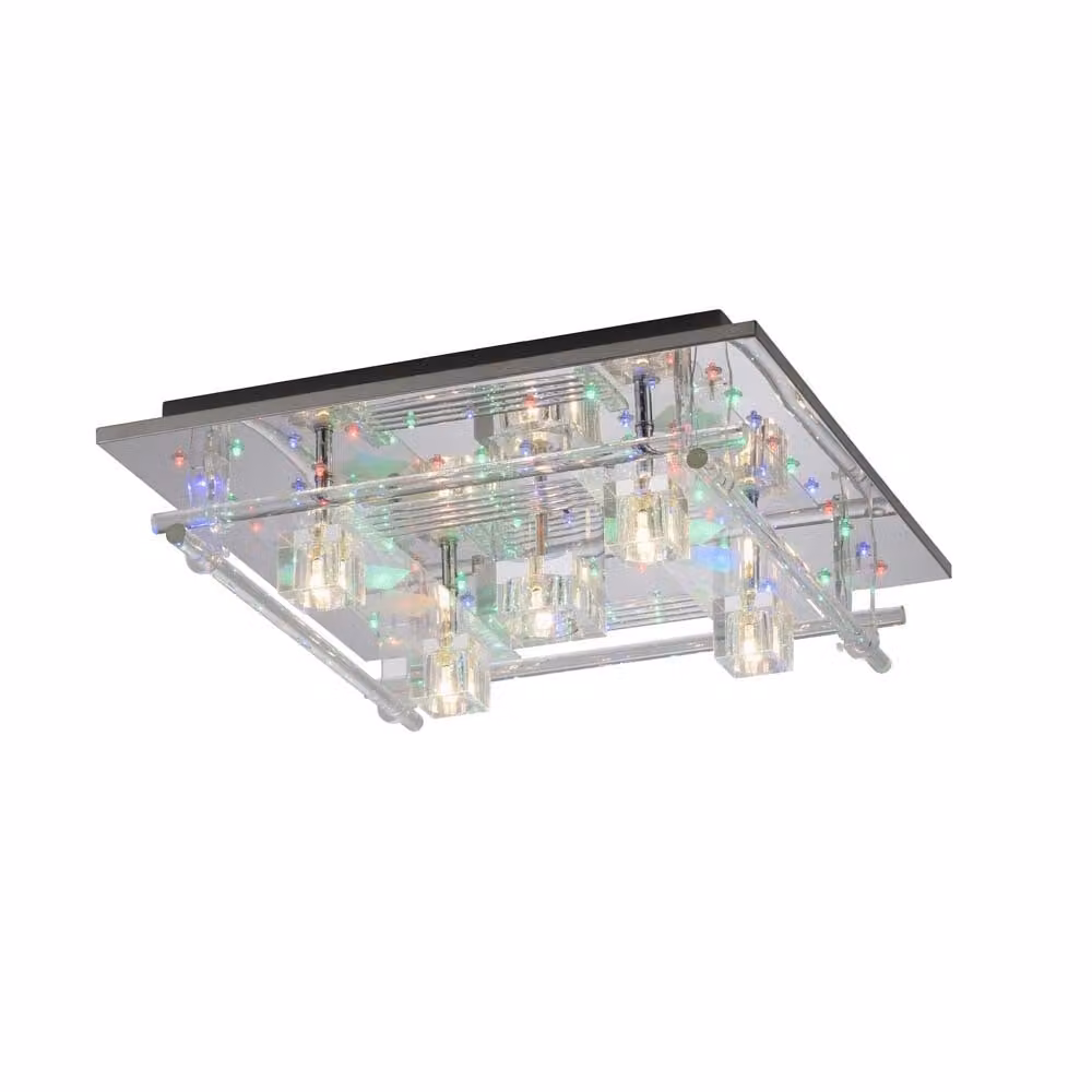 Plafoneiera a LED, telecomando, cambiacolori, vetro, L 50 cm