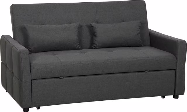 Divano letto clic clac HOMCOM a 2 posti in tessuto con 2 cuscini, grigio scuro