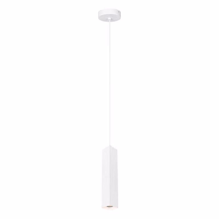 Lampada a sospensione moderna per soggiorno cucina sopra isola bianco sabbiato tubo quadrato rigato 1xGU10 10W TECNO Italux