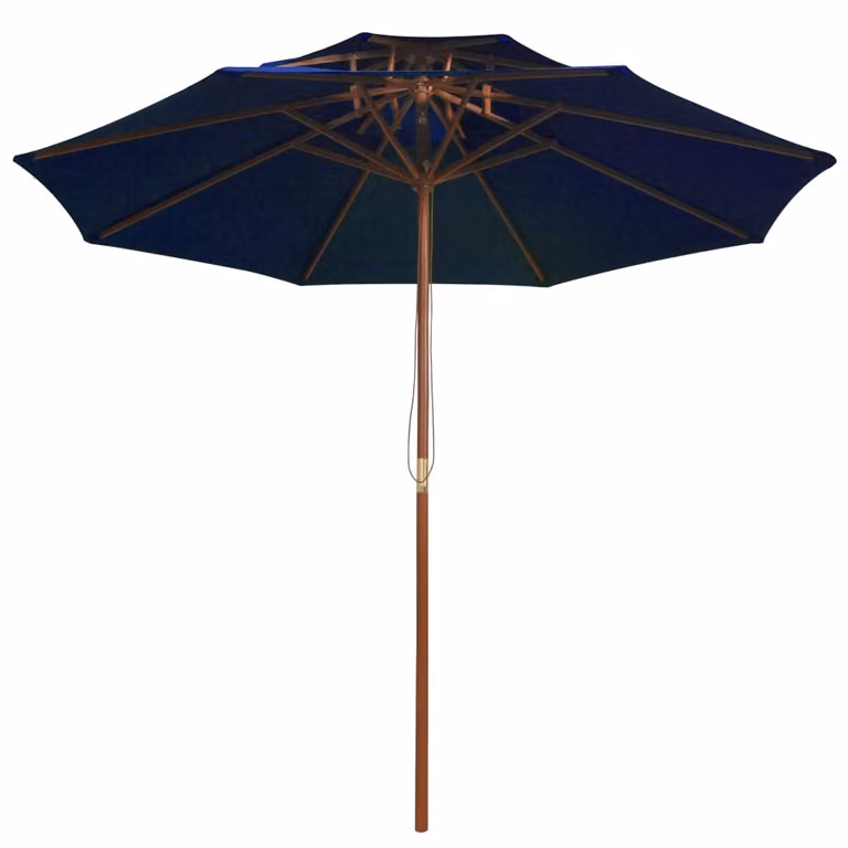 vidaXL Ombrellone con doppio tettuccio e palo in legno blu 270 cm