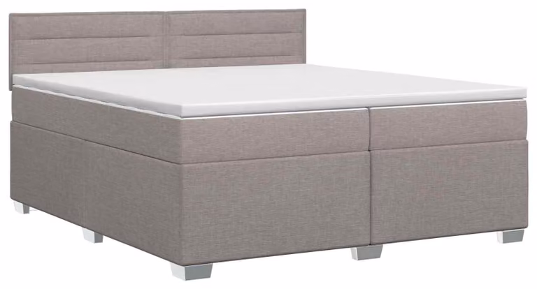 Letto a molle con materasso Taupe 200 x 200 cm in tessuto