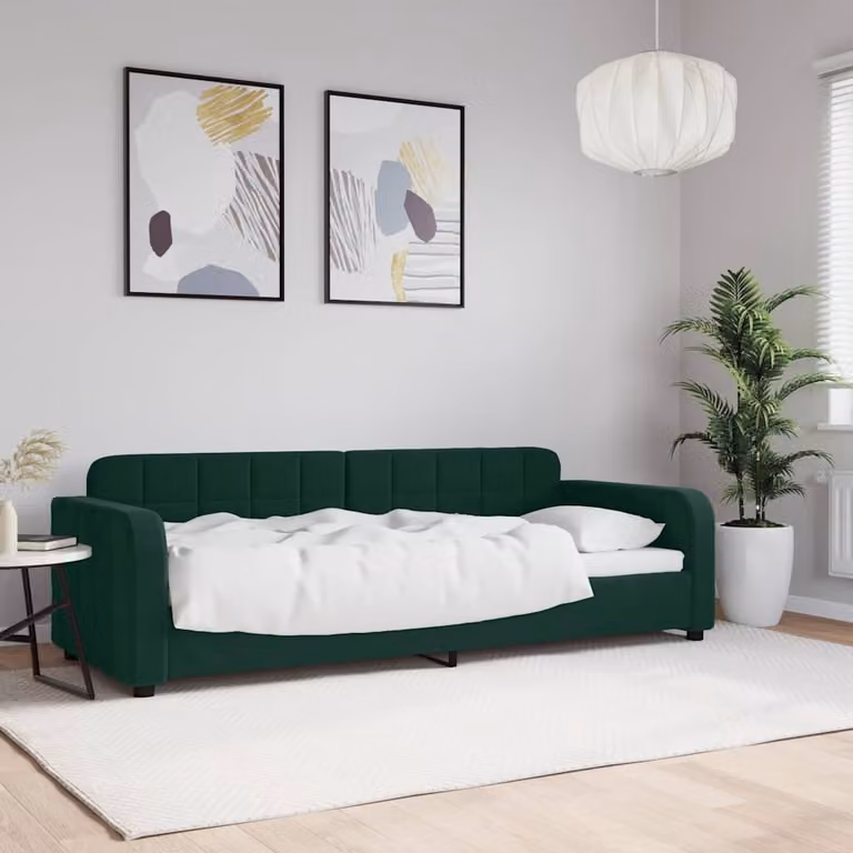 Letto da giorno vidaXL in velluto verde con struttura in legno e metallo L/P/H: 200 x 80 x 71 cm