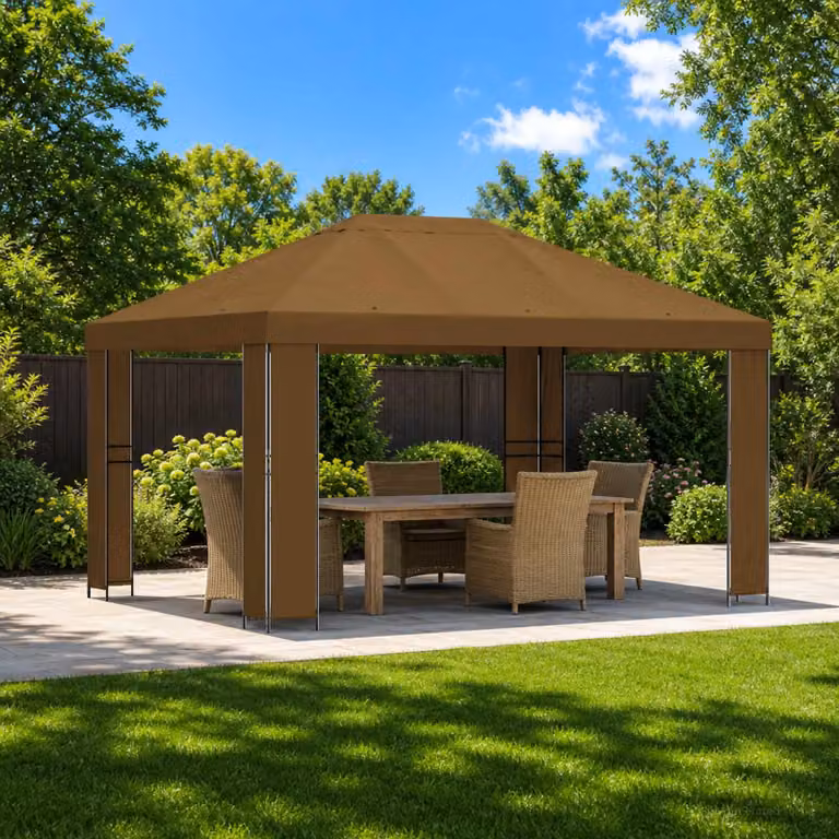 Gazebo vidaXL in acciaio e poliestere color beige 4 x 3 m