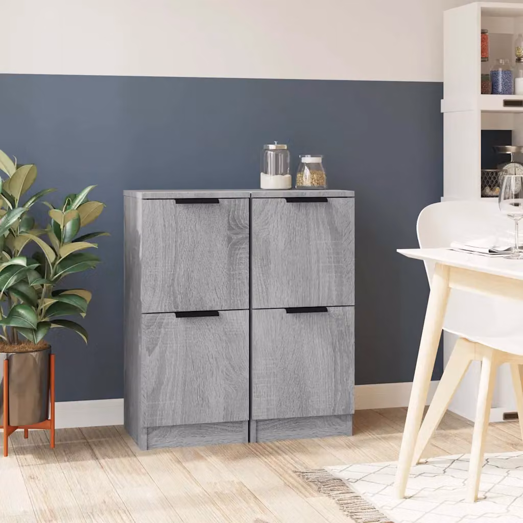 Set di 2 credenze vidaXL in legno multistrato grigio, modello minimalista da appendere a parete, L/P/H: 30 x 30 x 70 cm