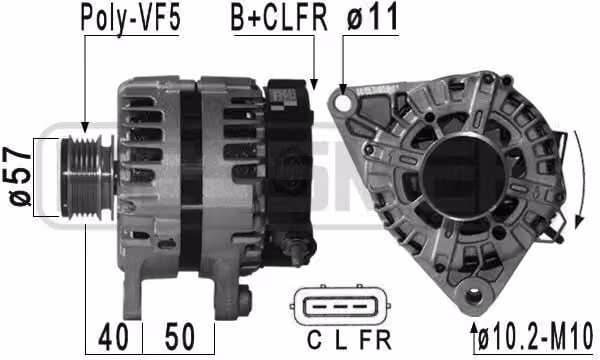 ERA 210942A Alternatore 130 A 14 V per HYUNDAI ix35 (LM, EL, ELH) e KIA SPORTAGE (SL)