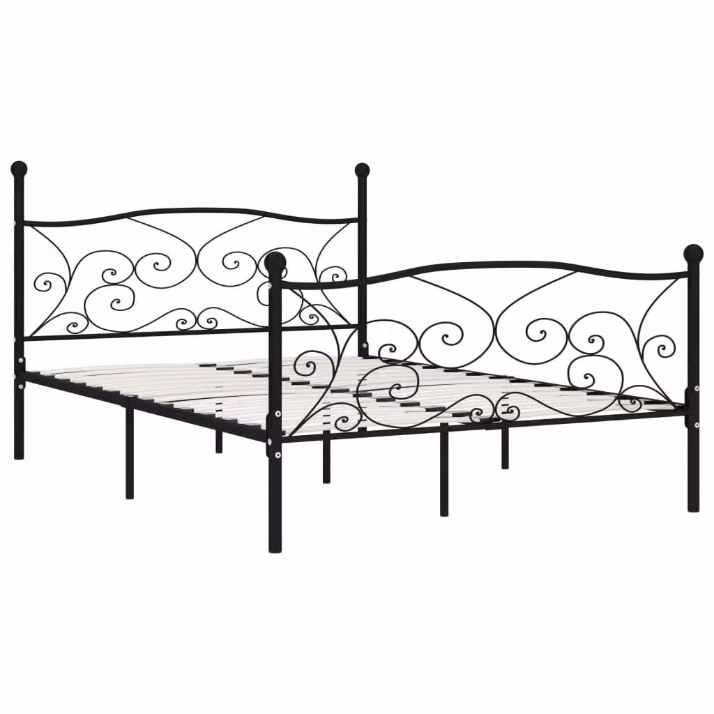 vidaXL Struttura letto con rete a doghe in metallo nero 160 × 200 cm - Struttura letto - Telai letto - Struttura letto - Letto matrimoniale
