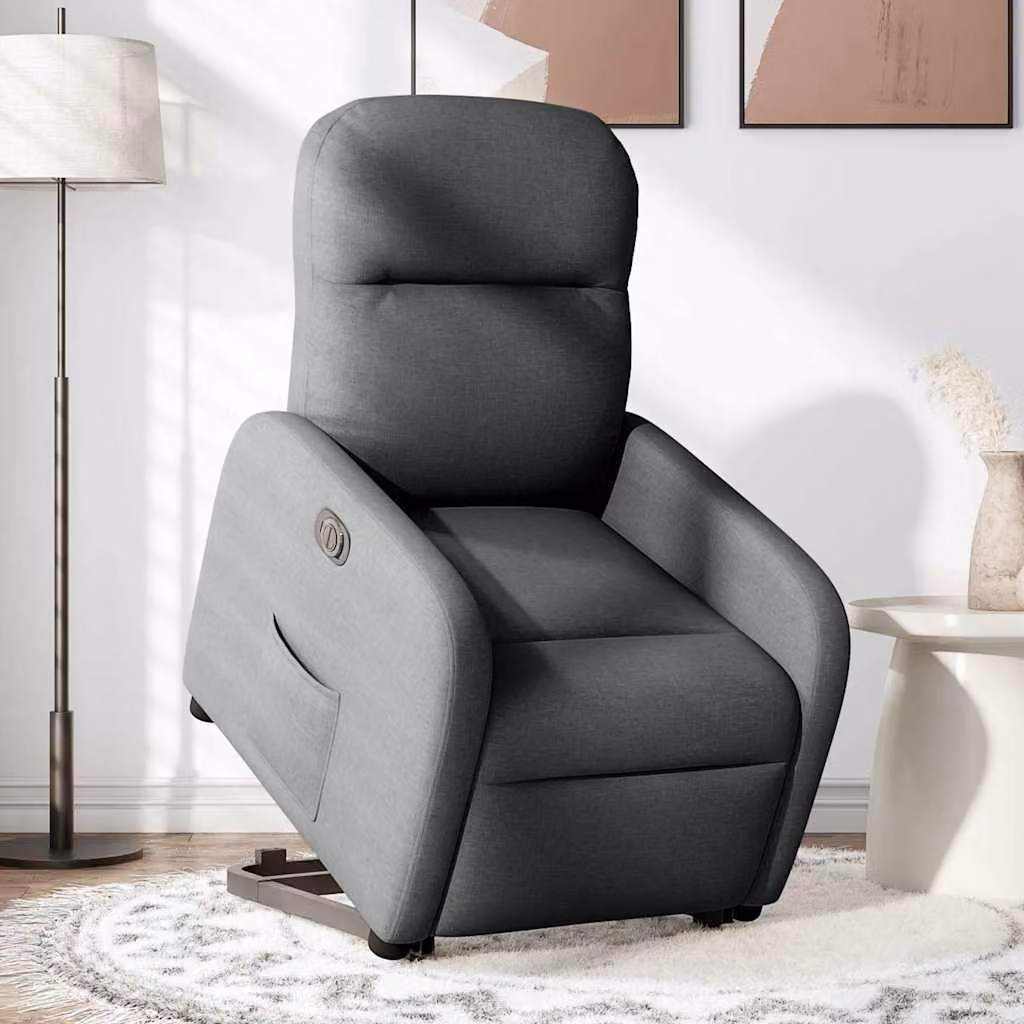 Poltrona Alzapersona Reclinabile Elettrica Grigio Scuro Tessuto
