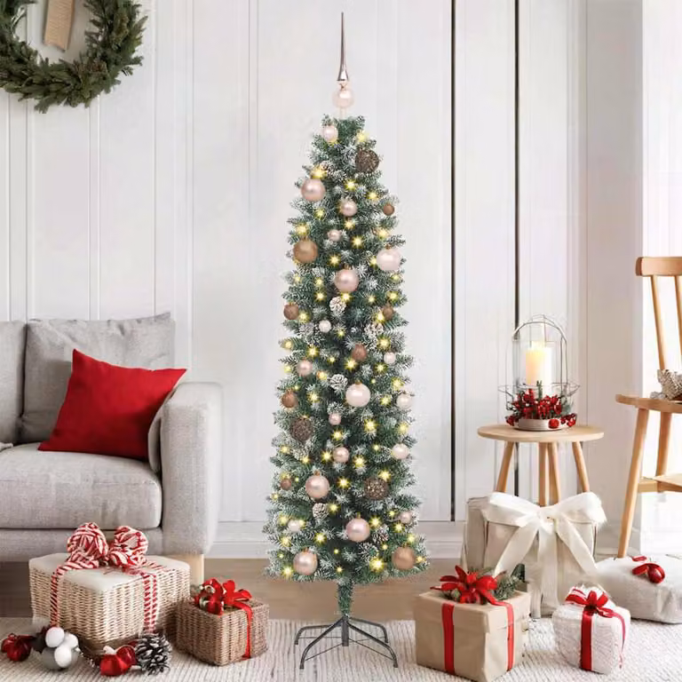 Maison Exclusive - Albero di Natale artificiale slanciato, verde e bianco, 150 cm