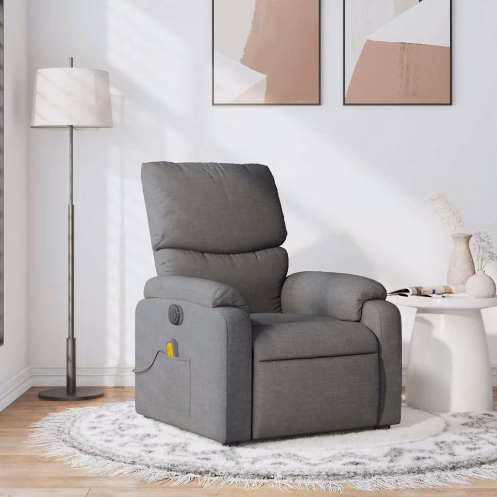 vidaXL Poltrona Relax Reclinabile Moderna in Tessuto Grigio con Braccioli
