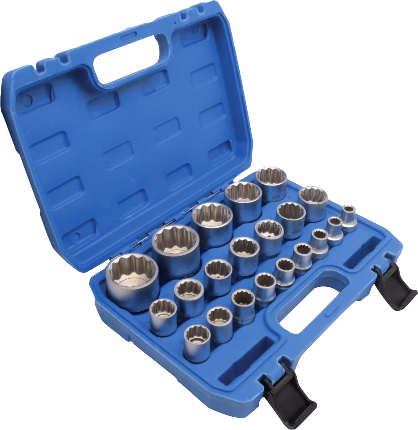 Set-kit 21 bussole bi-esagonali a 12 punte 1/2", da 8 a 36 mm