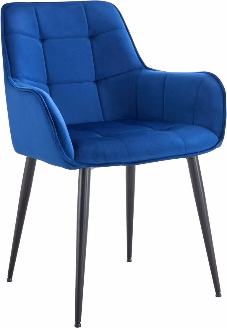 Sedia da pranzo - Lean Chair - Comfort laccato - Rivestimento in velluto, robusta struttura in metallo | Colore: blu scuro