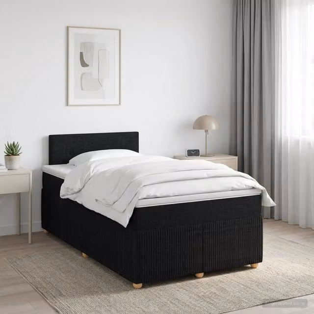Letto box spring ibrido vidaXL con materasso a molle insacchettate e base contenitore, colore nero e bianco, L/P: 120 x 200 cm
