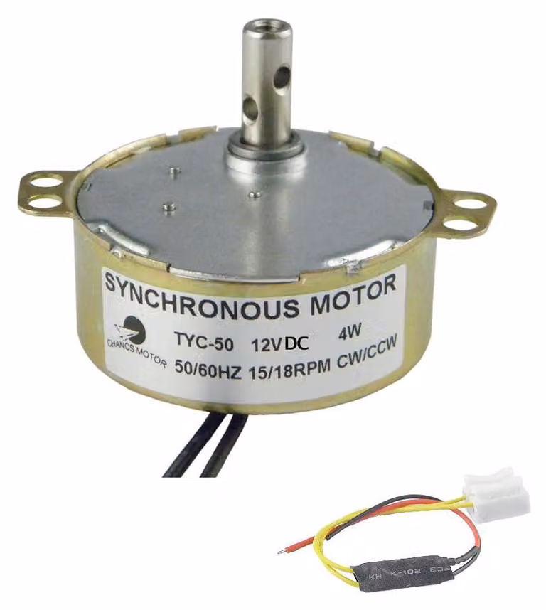 Motore sincrono TYC-50, 12V DC, 15-18 giri al minuto, 4W, rotazione oraria e antioraria
