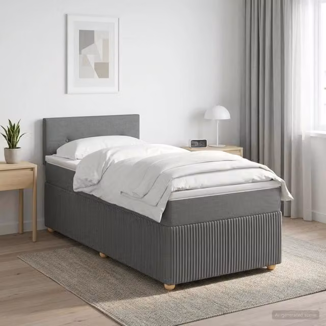 Letto box spring con materasso ibrido vidaXL Grigio Scuro L/P: 100 x 200 cm