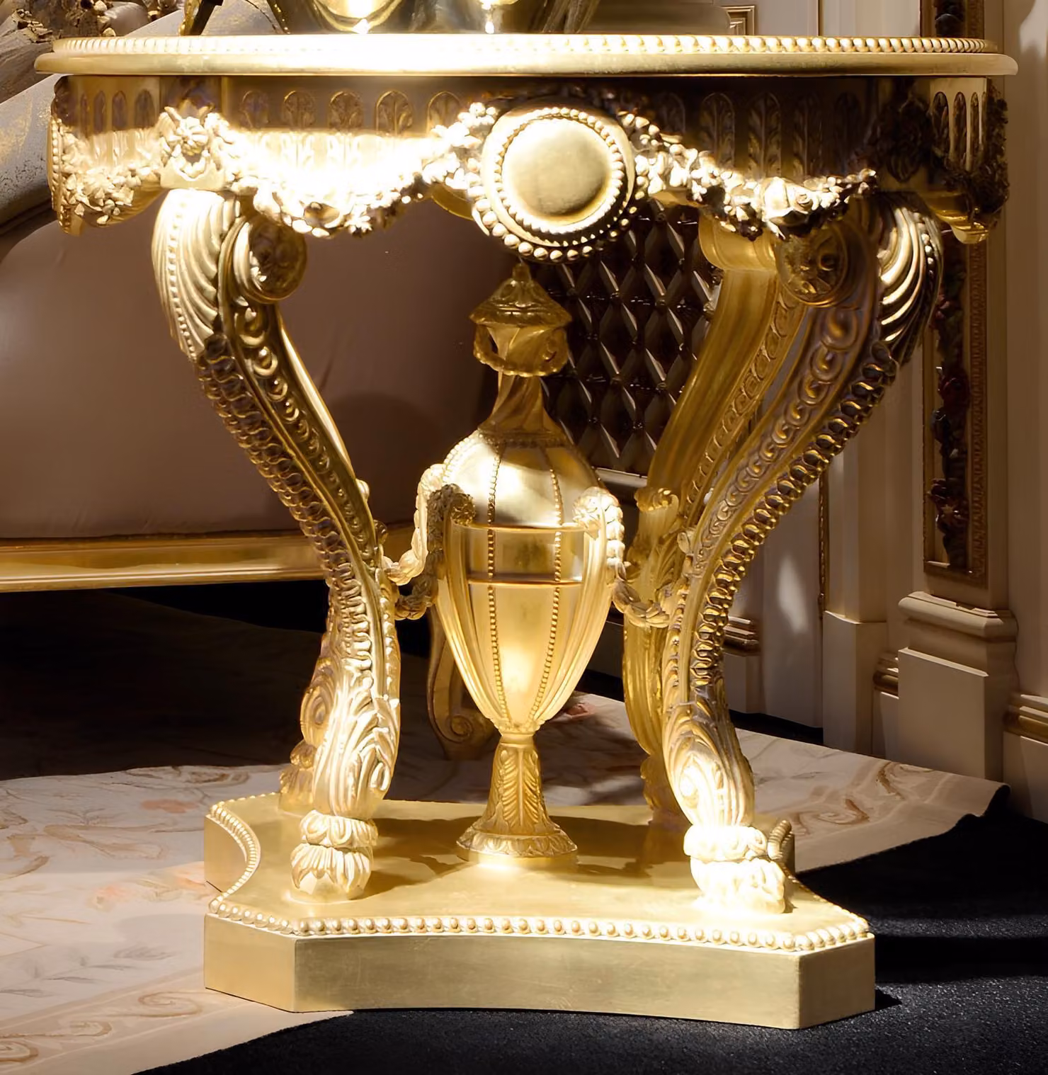 Couchtisch Beistelltisch Holz Wohnzimmer Tisch Möbel aus Italien Vintage Gold