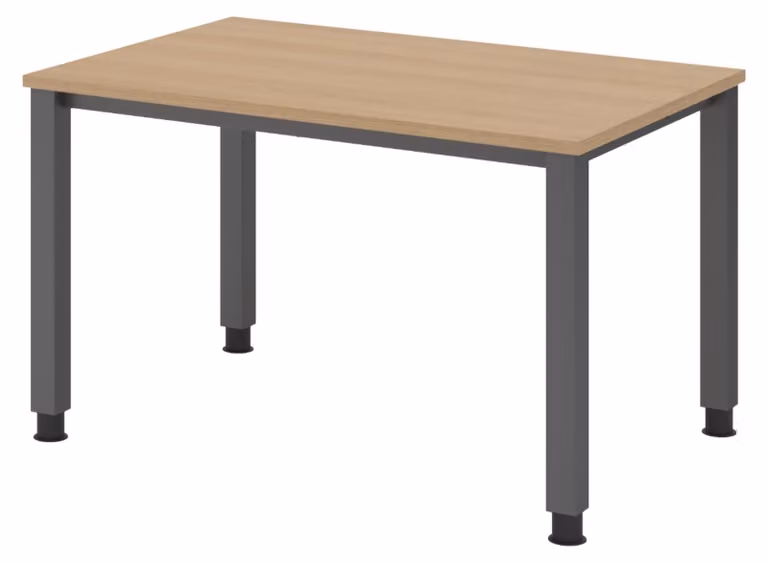 Scrivania bümö Serie Q - Dimensioni: 120 x 80 cm, struttura: grafite, finitura: rovere