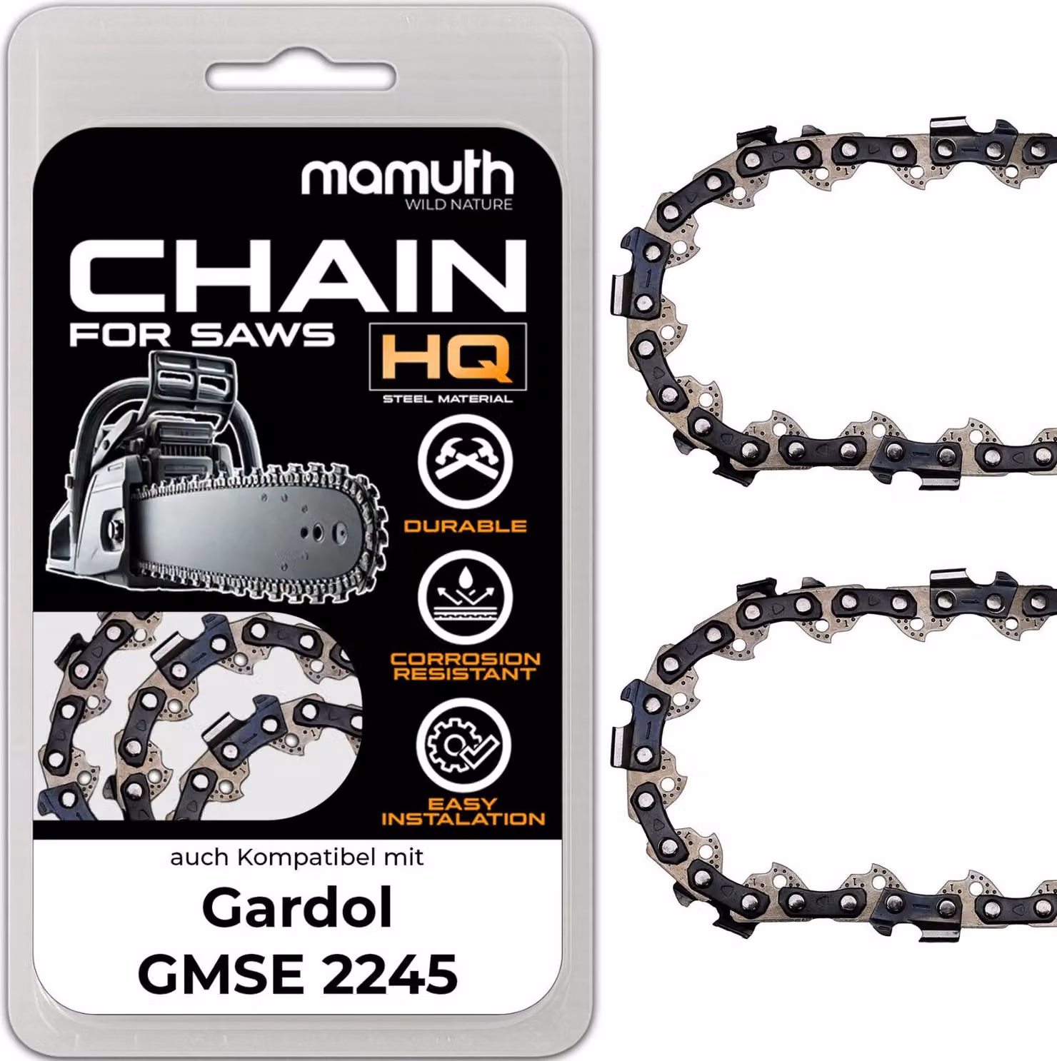 2x catena per motosega 40cm 1,5mm 0,325" 66TG per Gardol GMSE 2245
