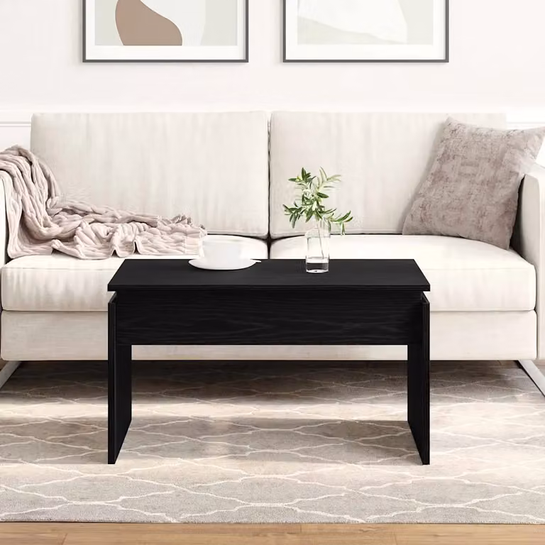 Tavolino da salotto vidaXL in legno e MDF, design minimalista, colore nero e rovere, L: 68 cm, P: 50 cm, H: 38 cm