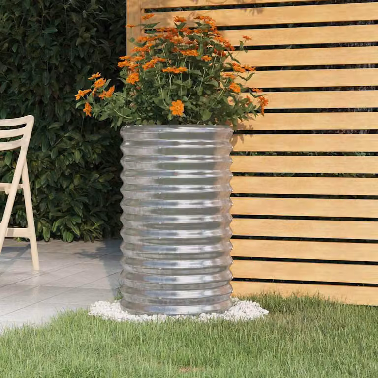 vidaXL Vaso da Giardino in Acciaio Zincato Argento L/P/H: 40 x 40 x 68 cm
