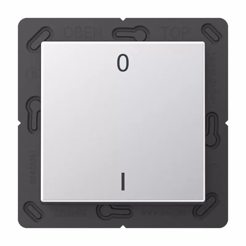 Jung ENOA590-01AL Trasmettitore da parete wireless EnOcean con simboli 0 I, alluminio