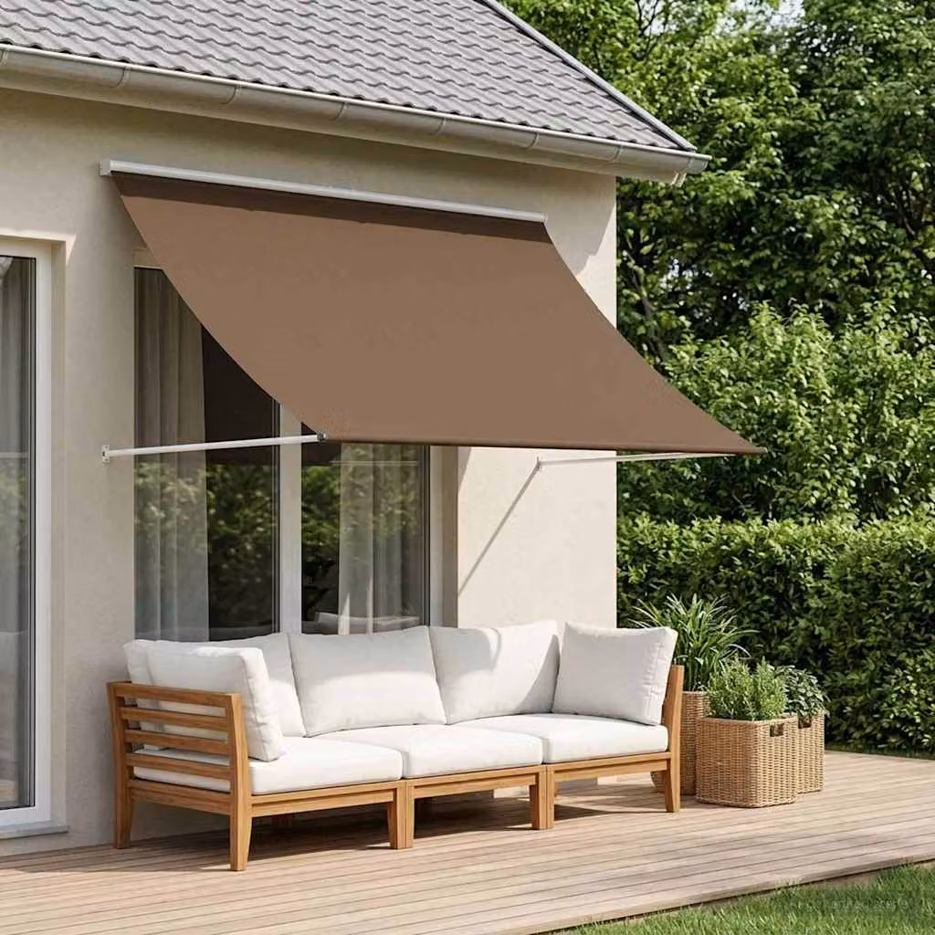 Tenda da sole vidaXL con bracci pieghevoli in acciaio e poliestere, colore beige, L 150 cm x P 150 cm