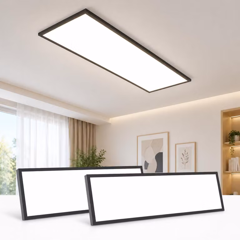 Pannello LED ZMH, confezione da 2, 120x30 cm, lampada da soffitto dimmerabile, lampada piatta per soggiorno, 18,5W, con telecomando, temperatura di colore regolabile, ideale per camera da letto, cucina, corridoio, colore nero