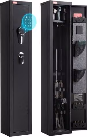 VEVOR Cassaforte per Armi Fuciliera in Acciaio Nero con Tastiera Digitale e Chiave, L/P/H: 25,0 x 22,0 x 133,5 cm
