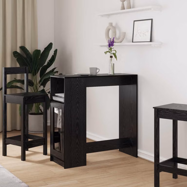Maison Exclusive - Tavolo da bar, dimensioni 101 x 40 x 103,5 cm, materiale composito in legno, finitura nera effetto rovere