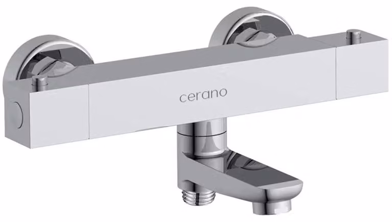 CERANO - Miscelatore a parete per vasca Lorena - termostatico - bocca girevole - cromato