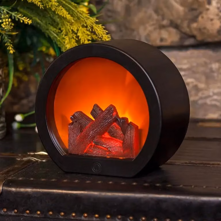 Camino elettrico a LED, design aperto, colore nero - 40 x 40 x 40 cm - Adatto per interni ed esterni - Illuminazione d'atmosfera