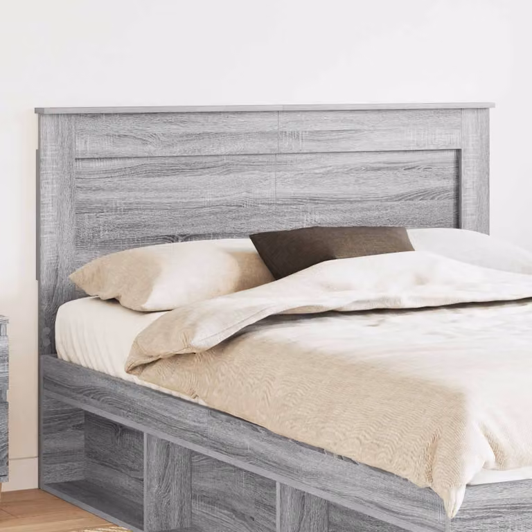 Testiera per letto moderna vidaXL in legno ingegnerizzato grigio con scomparti laterali