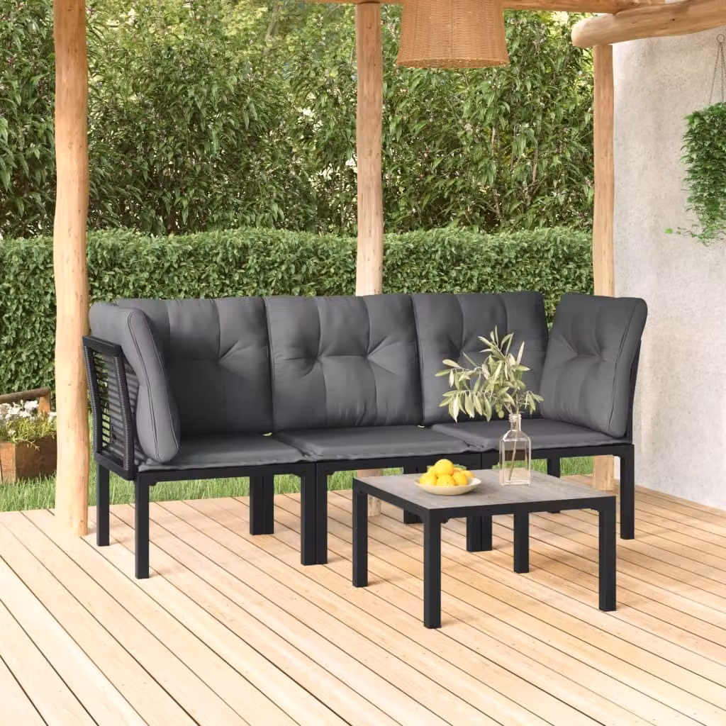 Maison Exclusive - Set Salotto da Giardino 4 pz Nero e Grigio in Polyrattan