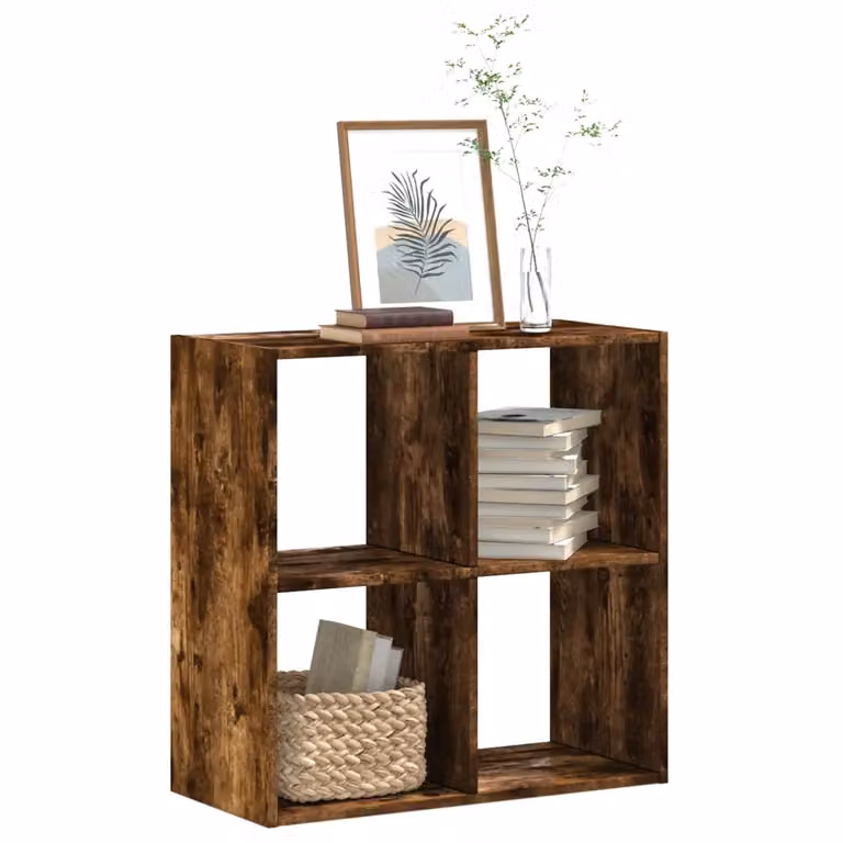 Libreria moderna vidaXL in legno multistrato e MDF colore rovere fumo, L 68,5 cm x P 32 cm x H 68,5 cm