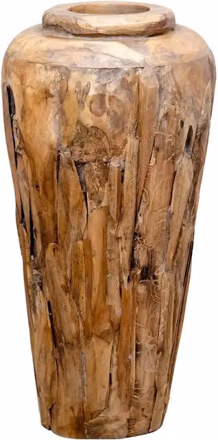Vaso Decorativo Rustico in Legno Massello di Teak Marrone vidaXL L: 40 cm, H: 80 cm – 1