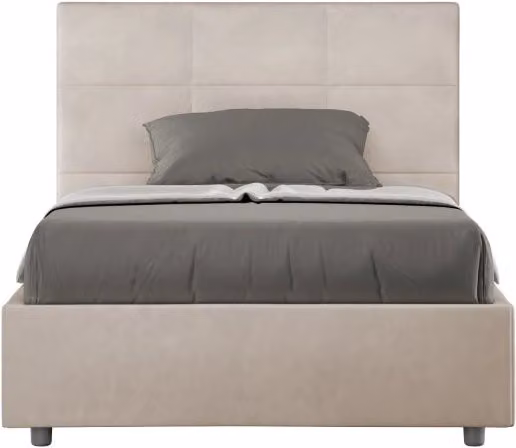 Letto imbottito 1 piazza e mezza 120x200 cm Mika - Senza rete,Microfibra,Sabbia