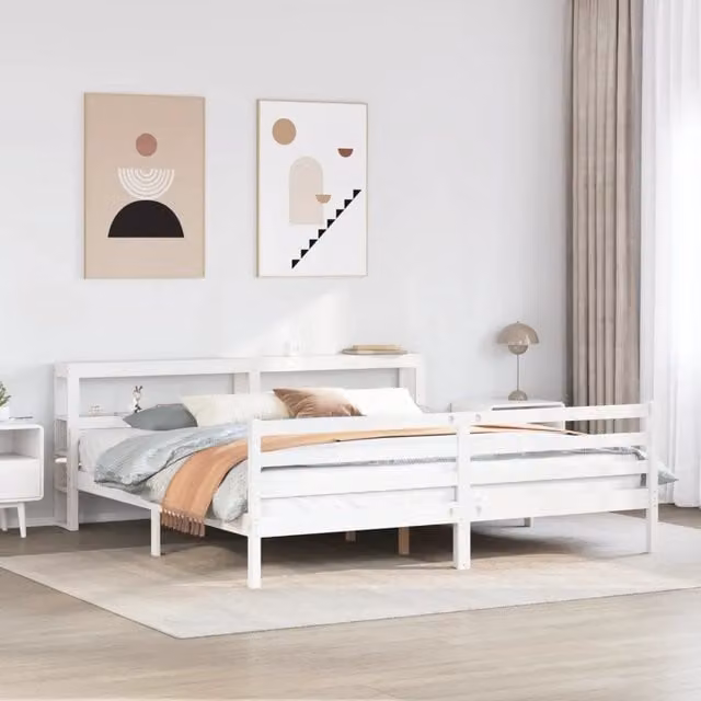 Giroletto con Testiera senza Materasso Bianco 200x200 cm 3305952